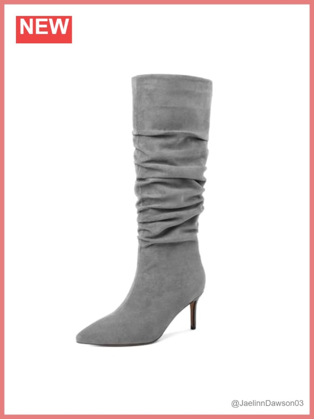 Women's Suede Leather Knee High Slouchy Boots Stiletto Heel Pointed Toe